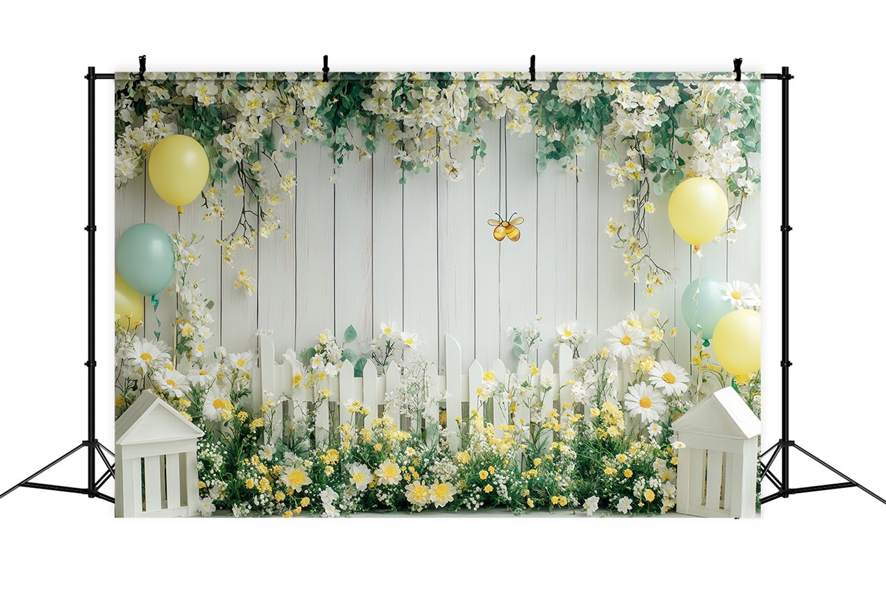 Spring Flowers Backdrop Sunny Daisy Floral Fence Backdrop LXX1-96