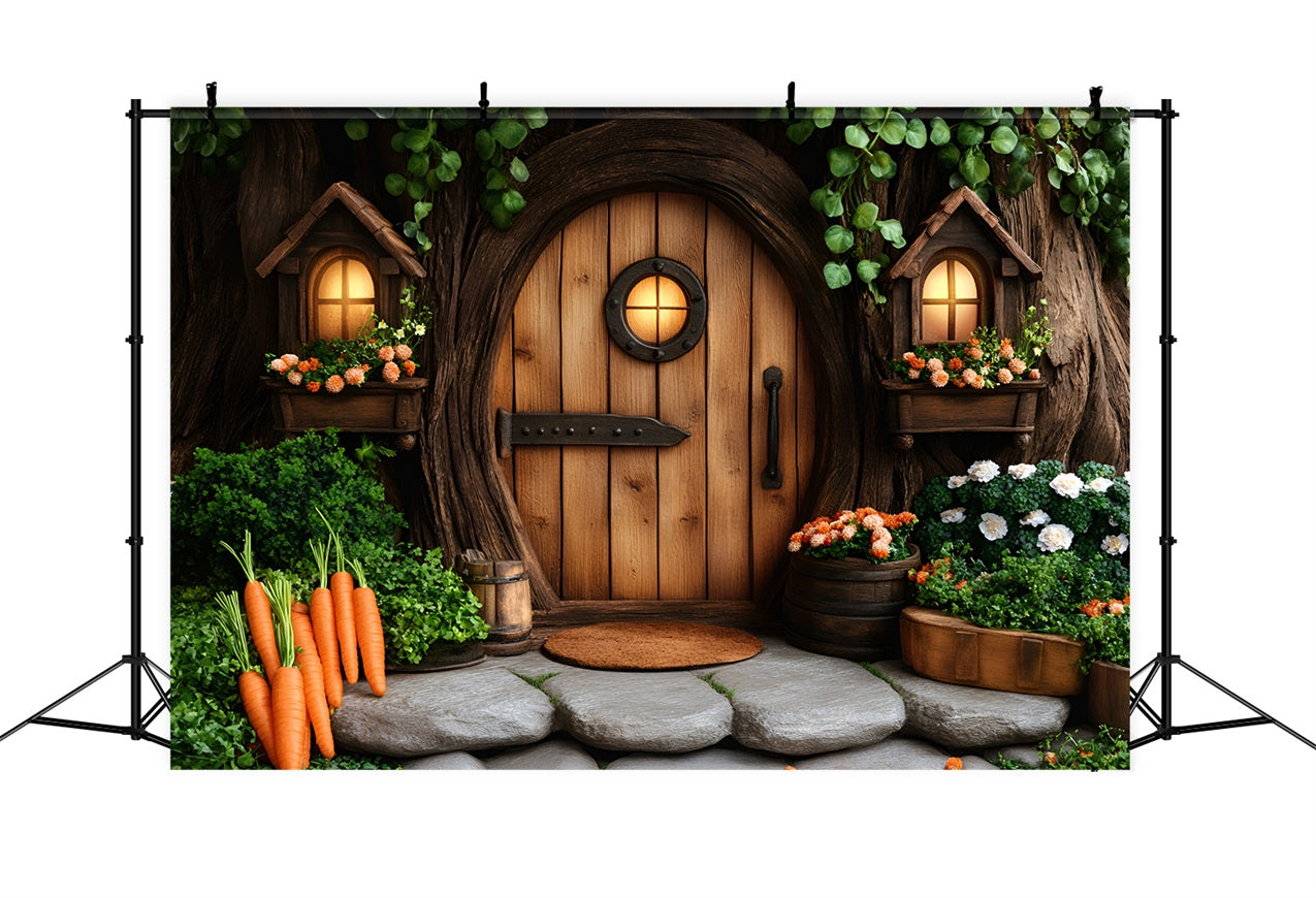 Spring Themed Backdrop Tree Doorway Carrots Backdrop LXX1-97