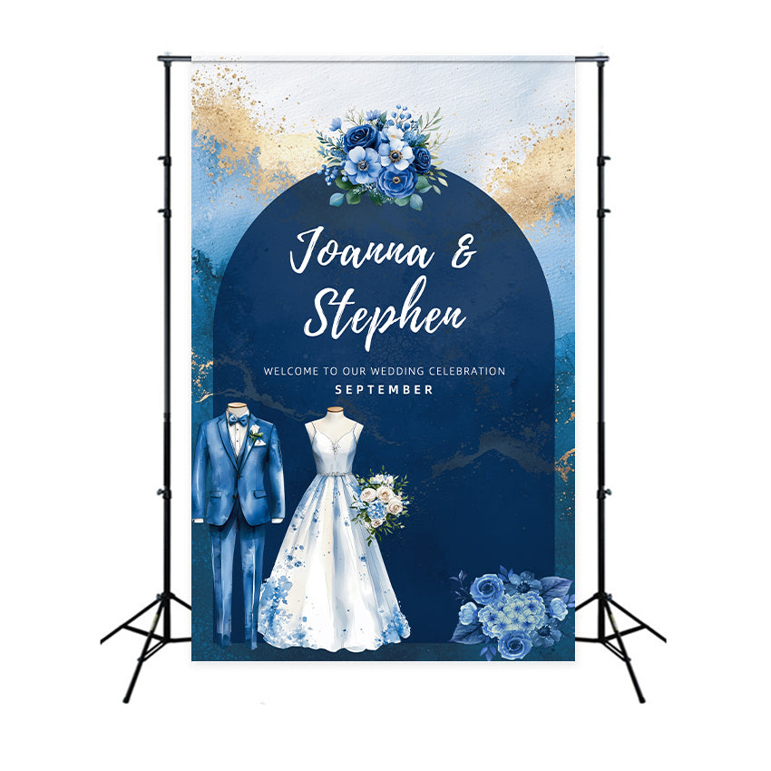 Custom Wedding Photo Backdrop Serene Blue Garden Wedding Backdrop LXX2-131