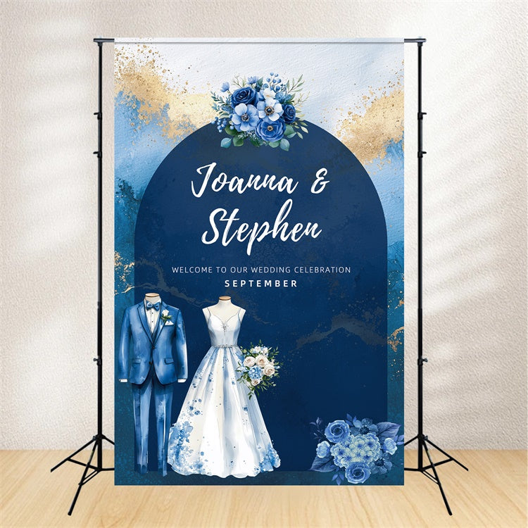 Custom Wedding Photo Backdrop Serene Blue Garden Wedding Backdrop LXX2-131