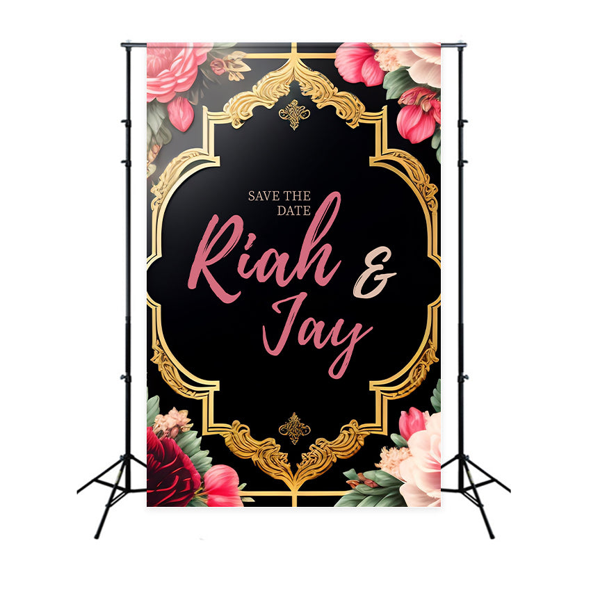 Customized Backdrop For Wedding Timeless Rose Gold Frame Backdrop LXX2-135