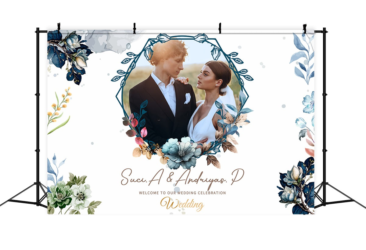 Personalized Backdrop Wedding Timeless Romantic Floral Backdrop LXX2-137