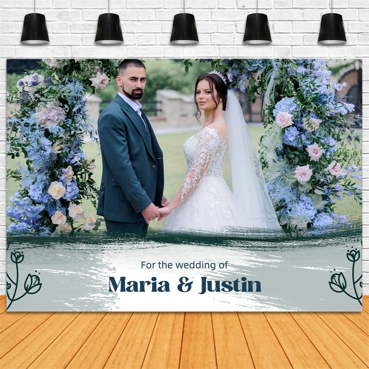 Custom Wedding Photo Backdrop Elegant Green Floral Arch Backdrop LXX2-138