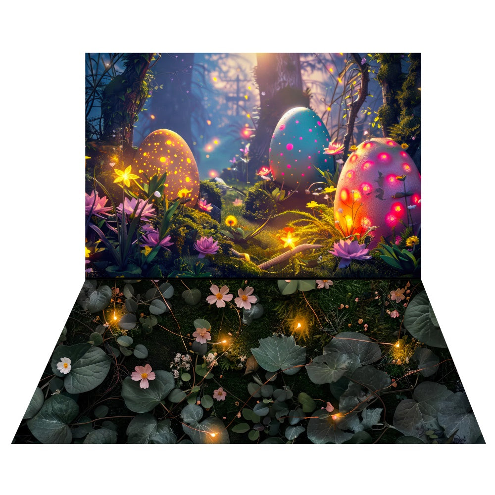 Easter Fantasy Glow Egg Backdrop+Floral Light Floor Backdrop LXX2-14