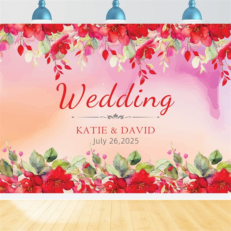 Wedding Backdrop Ideas Delicate Red Blossoms Romantic Backdrop LXX2-147