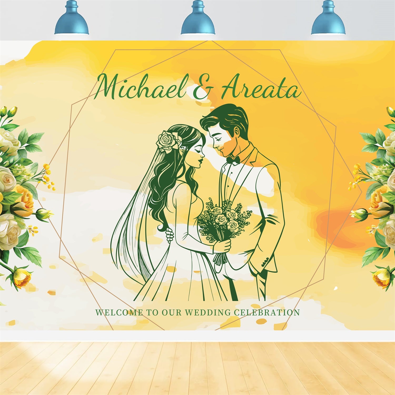 Wedding Backdrops For Photos Romantic Yellow Floral Backdrop LXX2-149