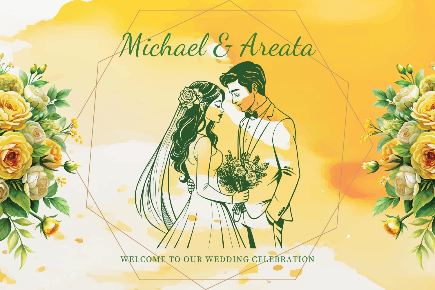 Wedding Backdrops For Photos Romantic Yellow Floral Backdrop LXX2-149