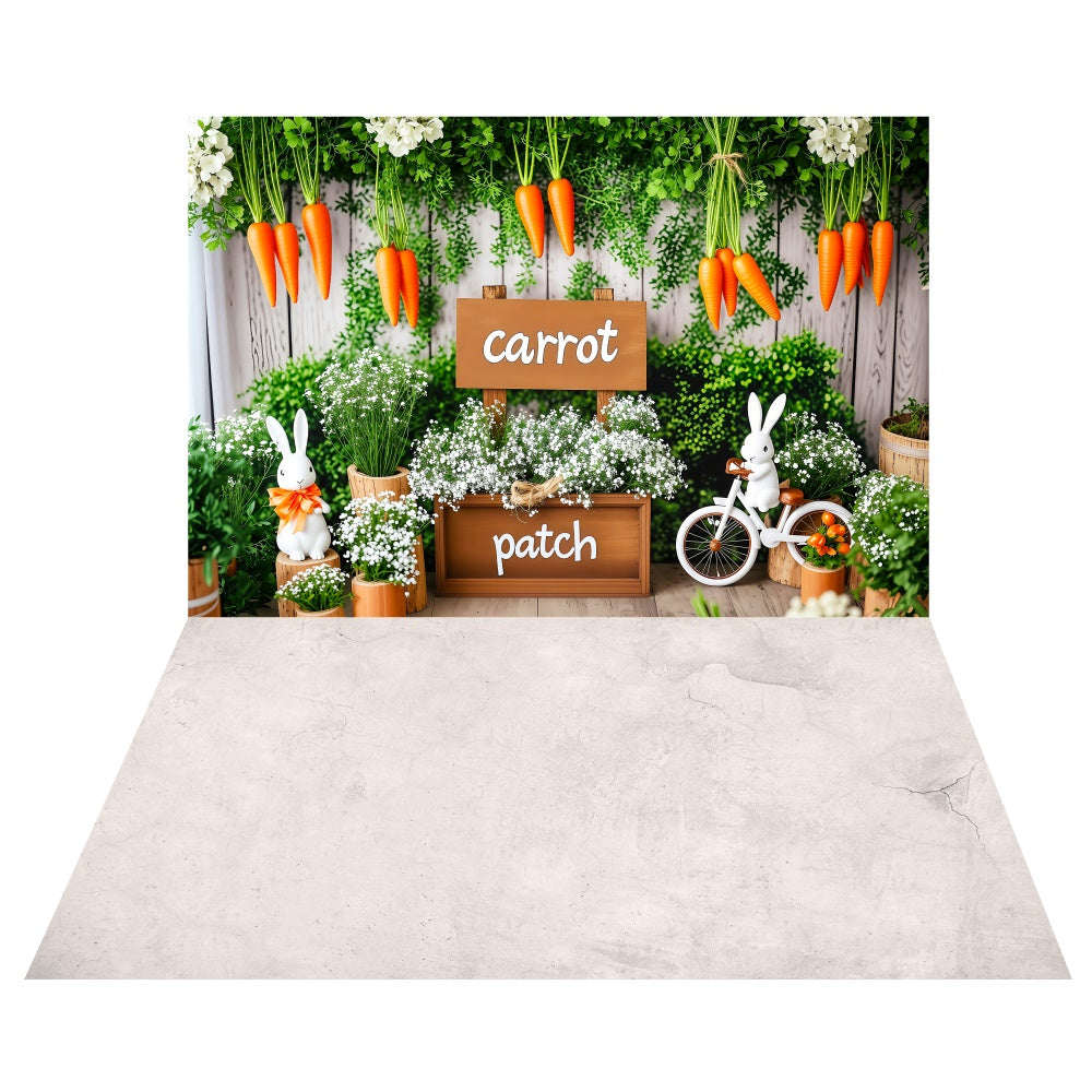 Spring Easter Carrot Market Backdrop+Light Textured Floor Backdrop LXX2-15