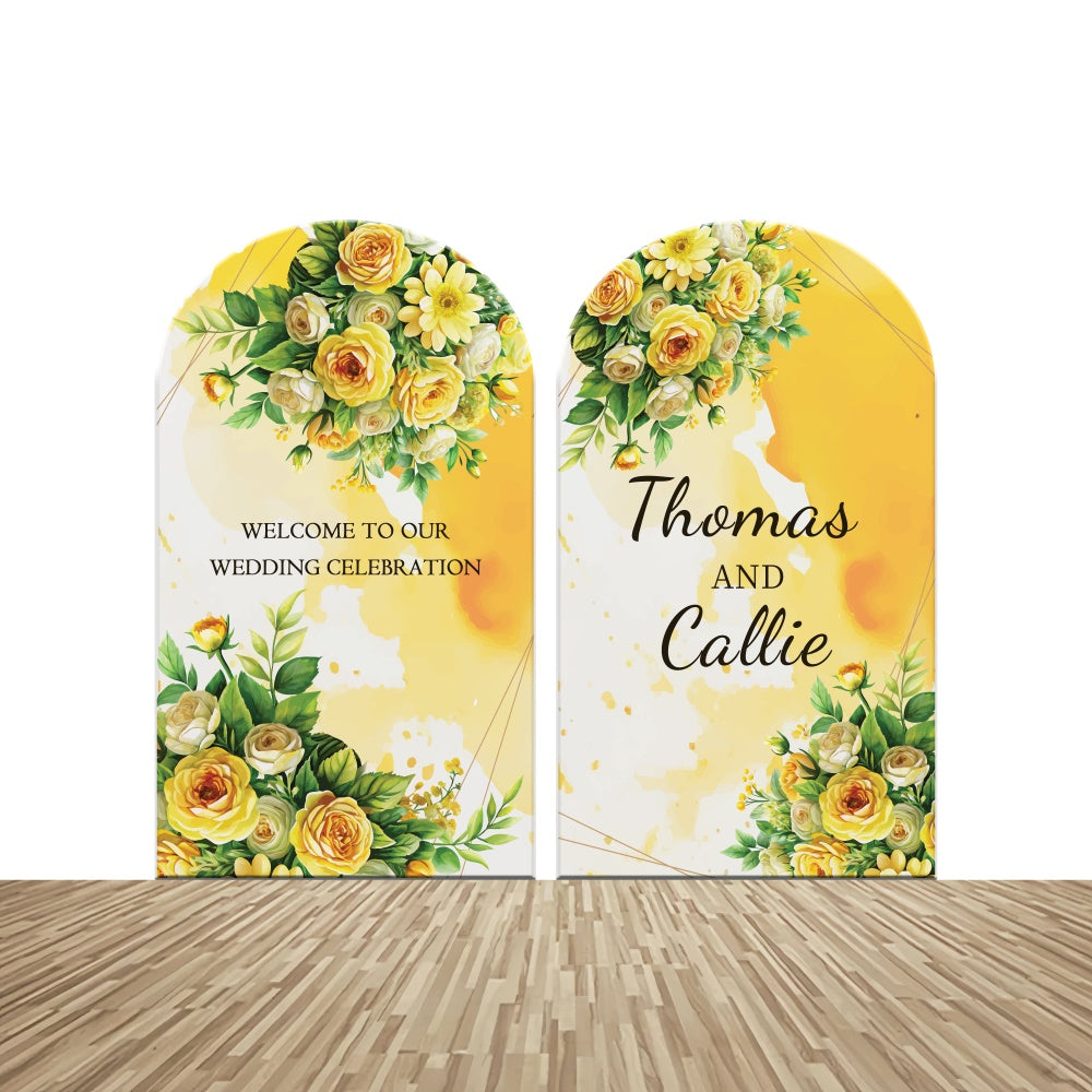 Customized Wedding Backdrop Bright Yellow Floral Arch Backdrop Kit LXX2-150