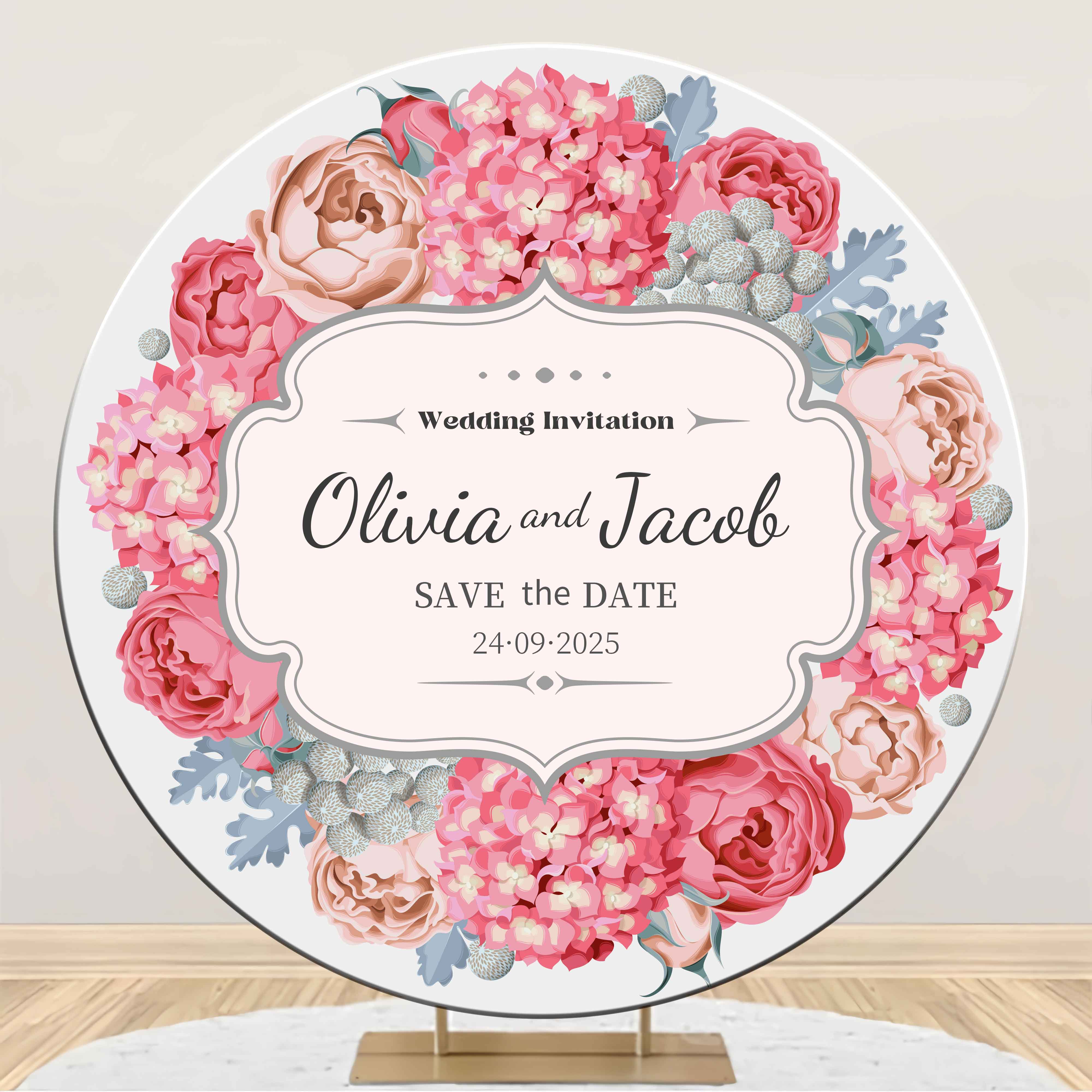 Custom Backdrop For Wedding Romantic Blossom Sweet Round Backdrop LXX2-154