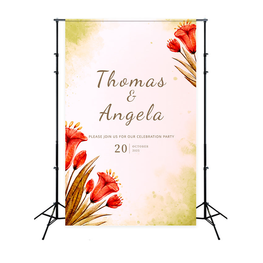 Custom Backdrop For Wedding Vibrant Watercolor Floral Backdrop LXX2-168