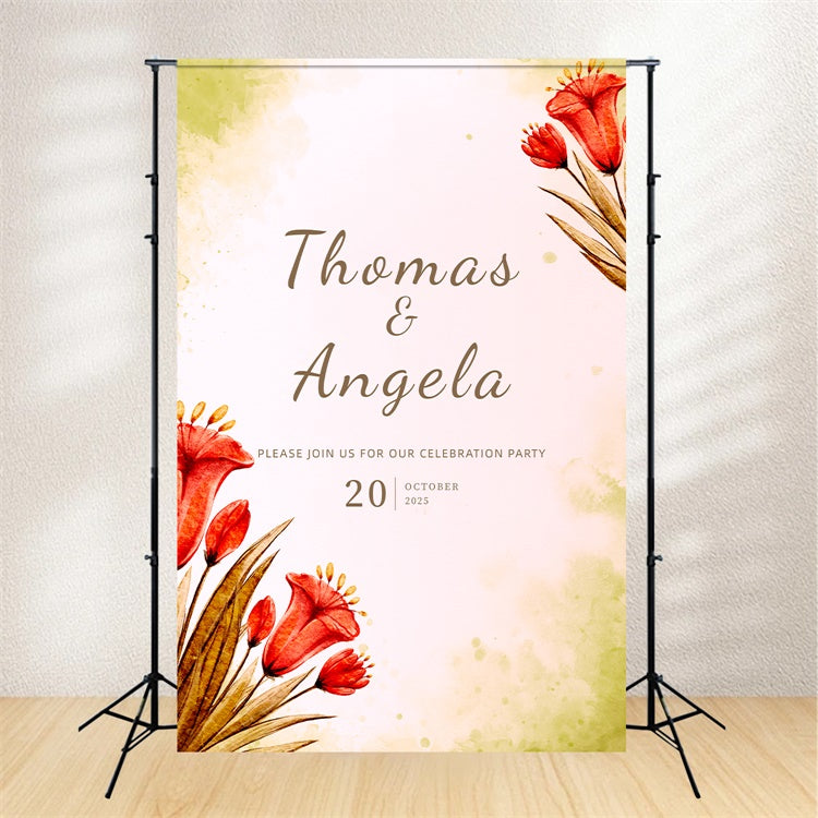 Custom Backdrop For Wedding Vibrant Watercolor Floral Backdrop LXX2-168