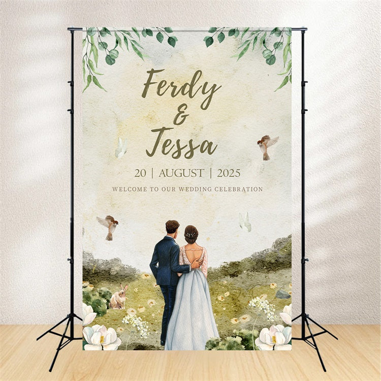 Personalized Wedding Photo Backdrops Dreamy Floral Field Backdrop LXX2-171