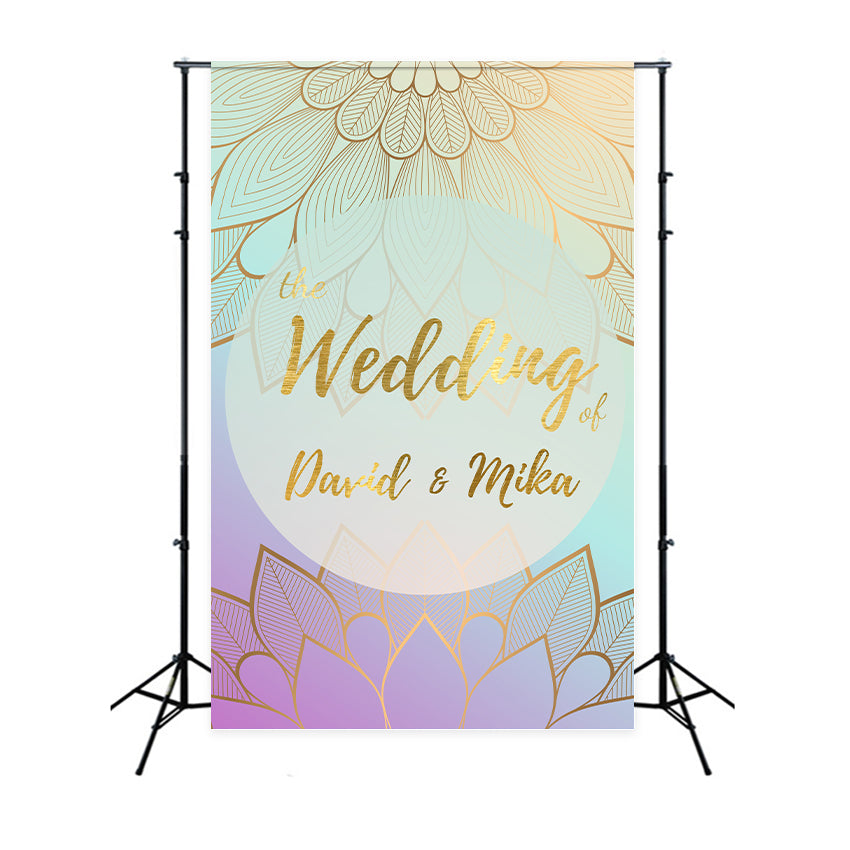 Custom Backdrop Wedding Golden Mandala Invitation Card Backdrop LXX2-175