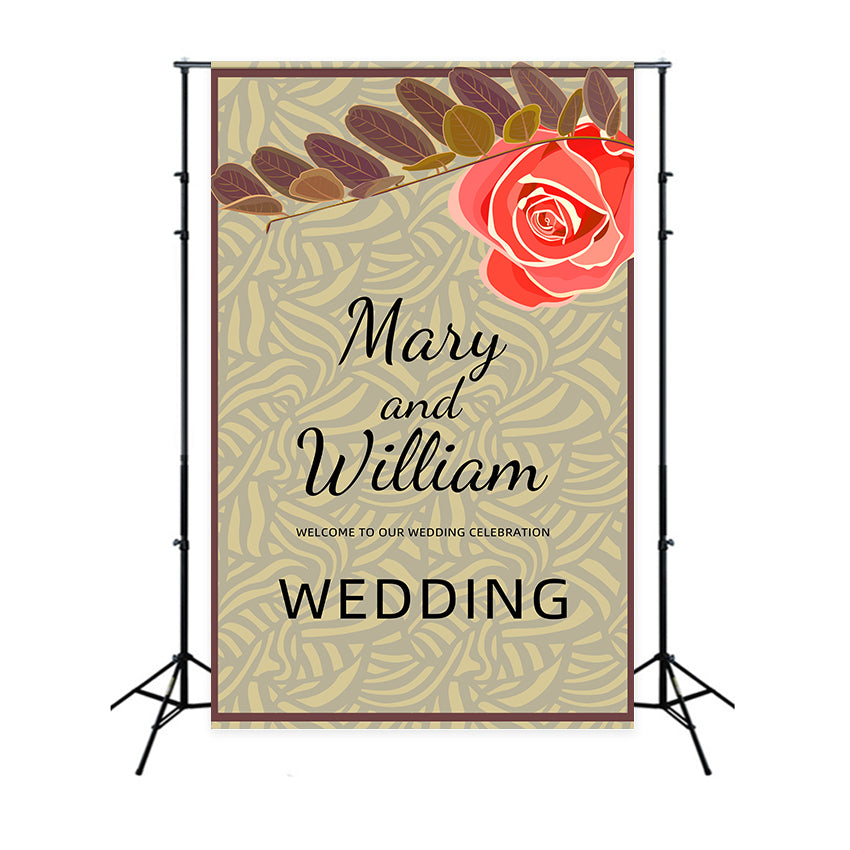 Custom Wedding Backdrops Vintage Rose Invitation Design Backdrop LXX2-176