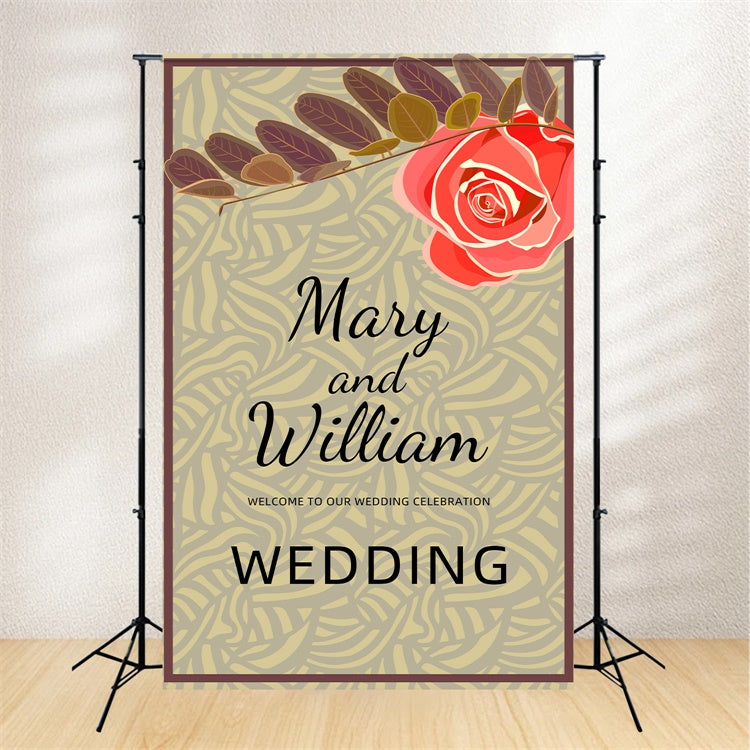 Custom Wedding Backdrops Vintage Rose Invitation Design Backdrop LXX2-176