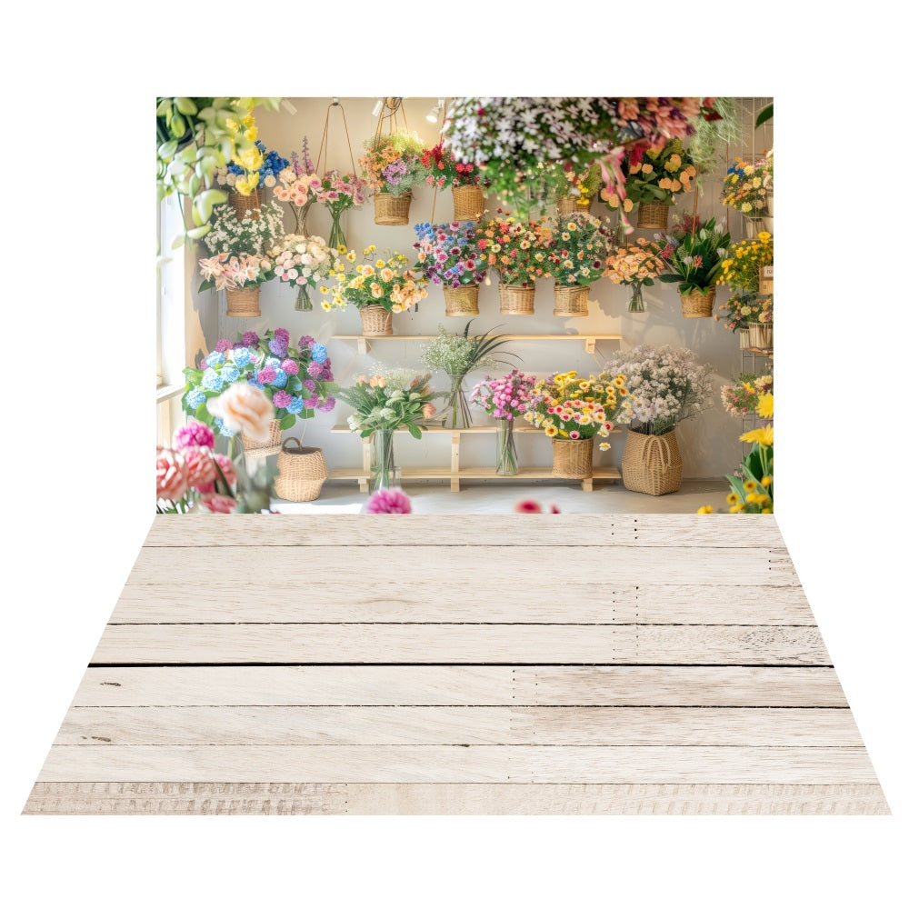 Floral Boutique Display Backdrop+Vintage Farmhouse Floor Backdrop LXX2-194