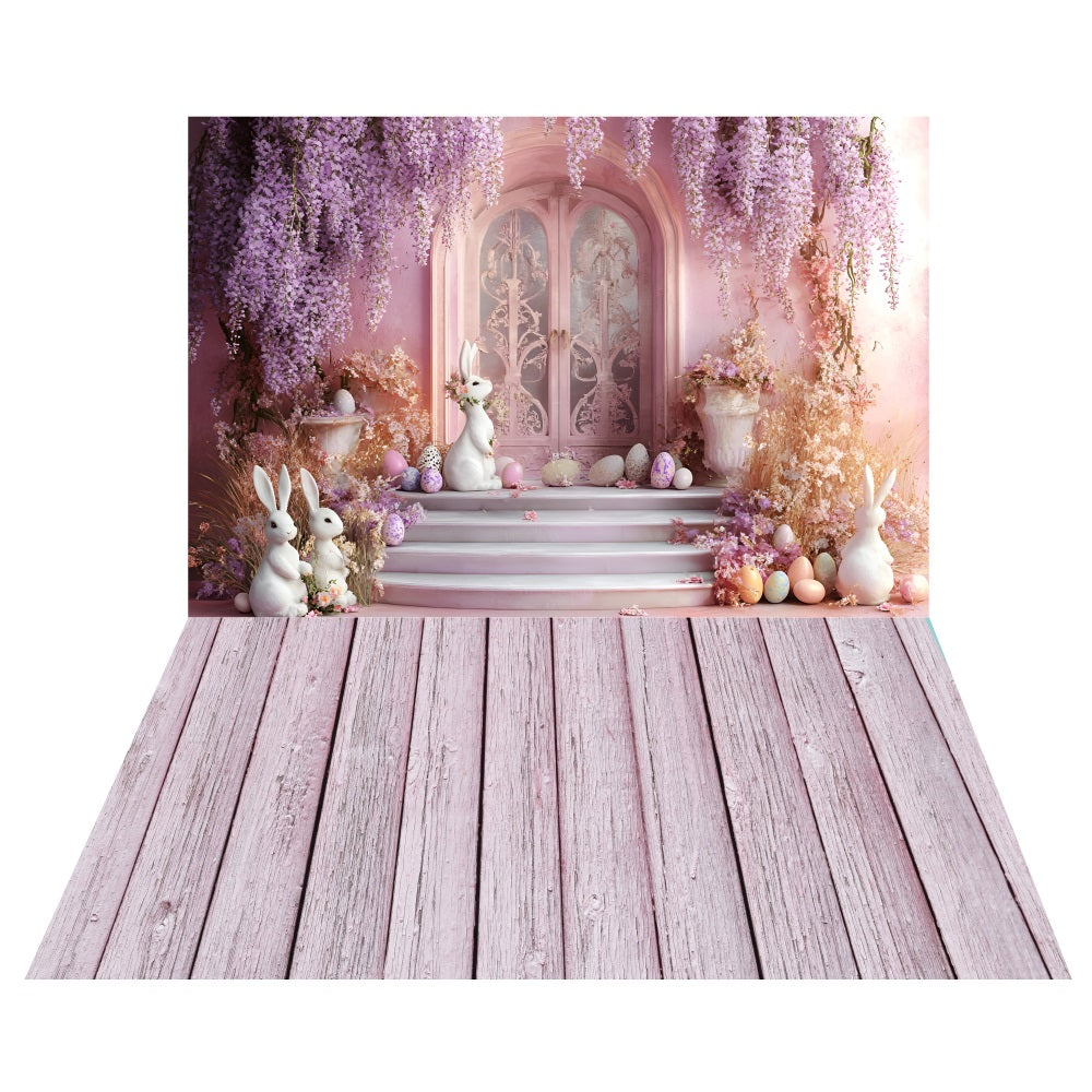 Lavender Easter Entry Backdrop+Blush Pink Wood Floor Backdrop LXX2-199