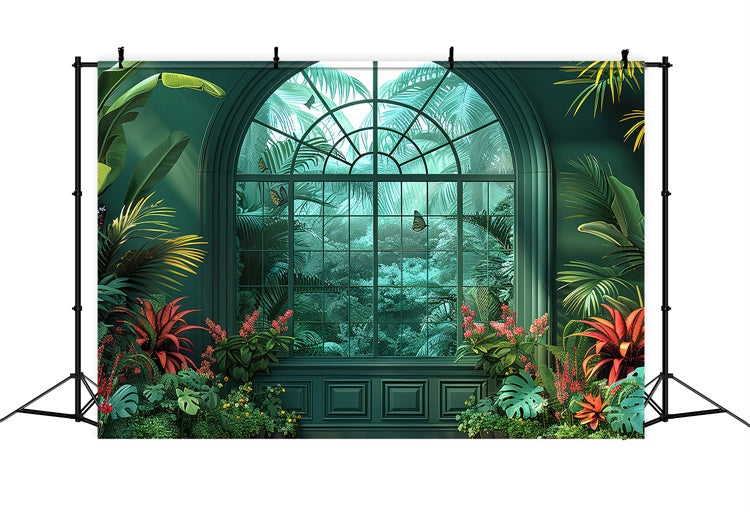 Backdrops For Spring Lush Tropical Garden Window Backdrop LXX2-31