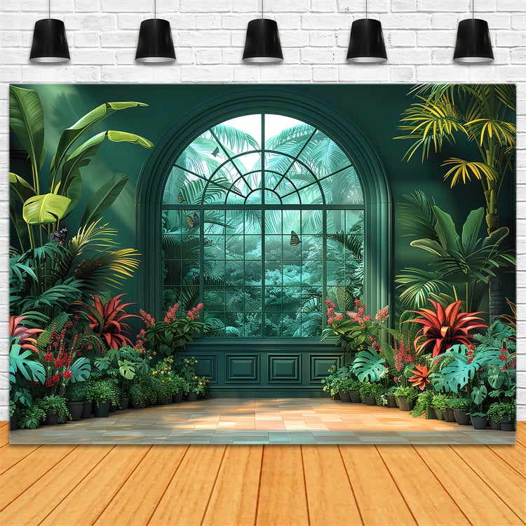 Backdrops For Spring Lush Tropical Garden Window Backdrop LXX2-31