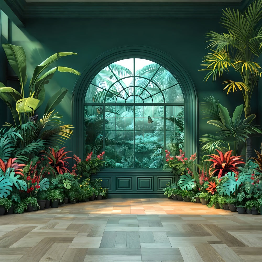 Backdrops For Spring Lush Tropical Garden Window Backdrop LXX2-31