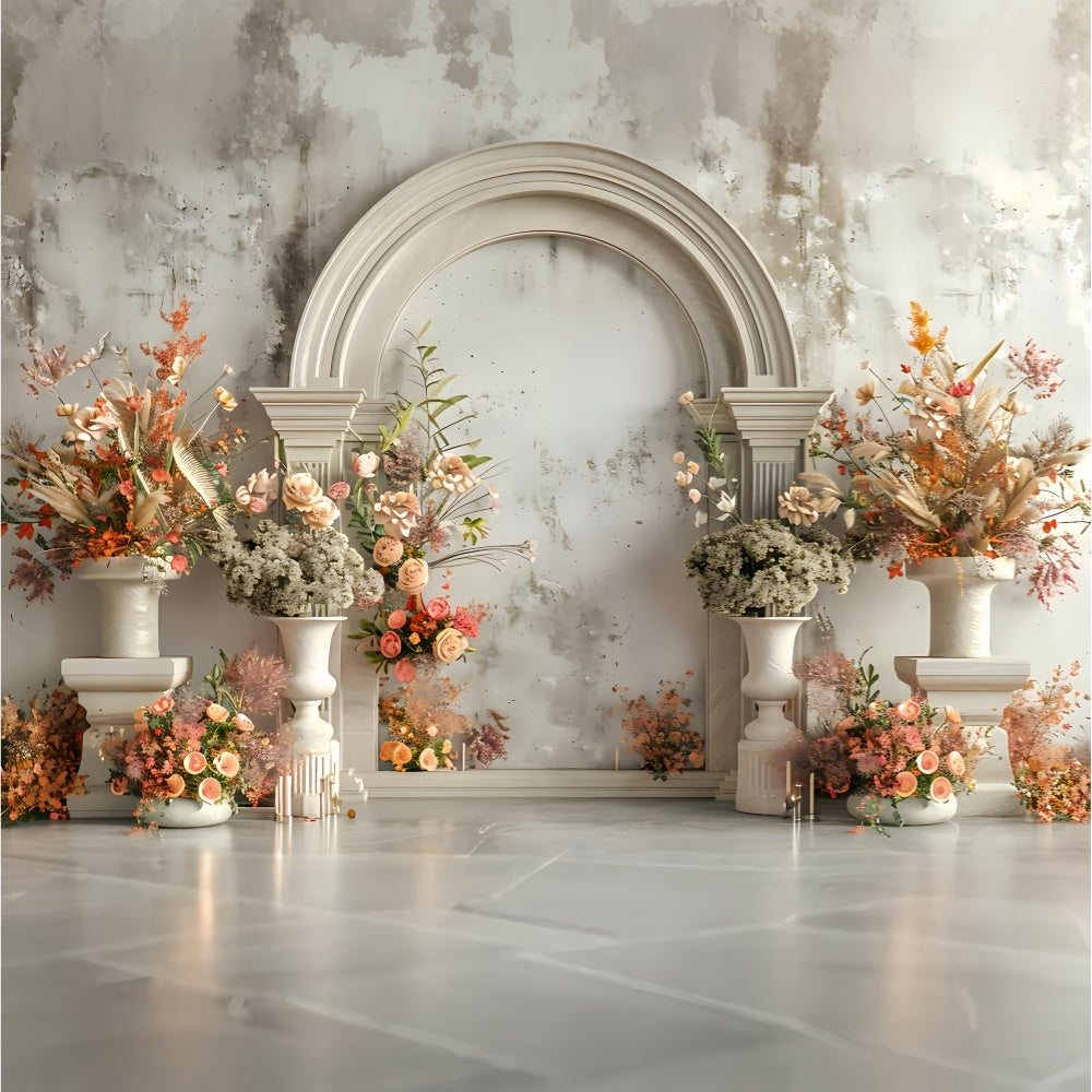 Spring Floral Backdrop Elegant Floral Cream Arch Backdrop LXX2-35