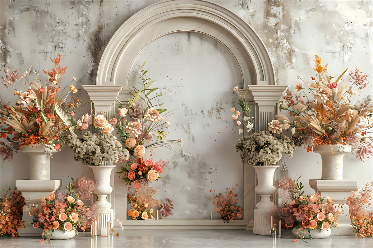 Spring Floral Backdrop Elegant Floral Cream Arch Backdrop LXX2-35