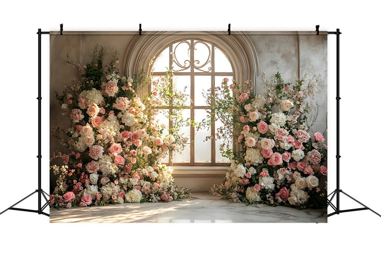 Spring Backdrop Ideas Pink Rose Beautiful Window Backdrop LXX2-36