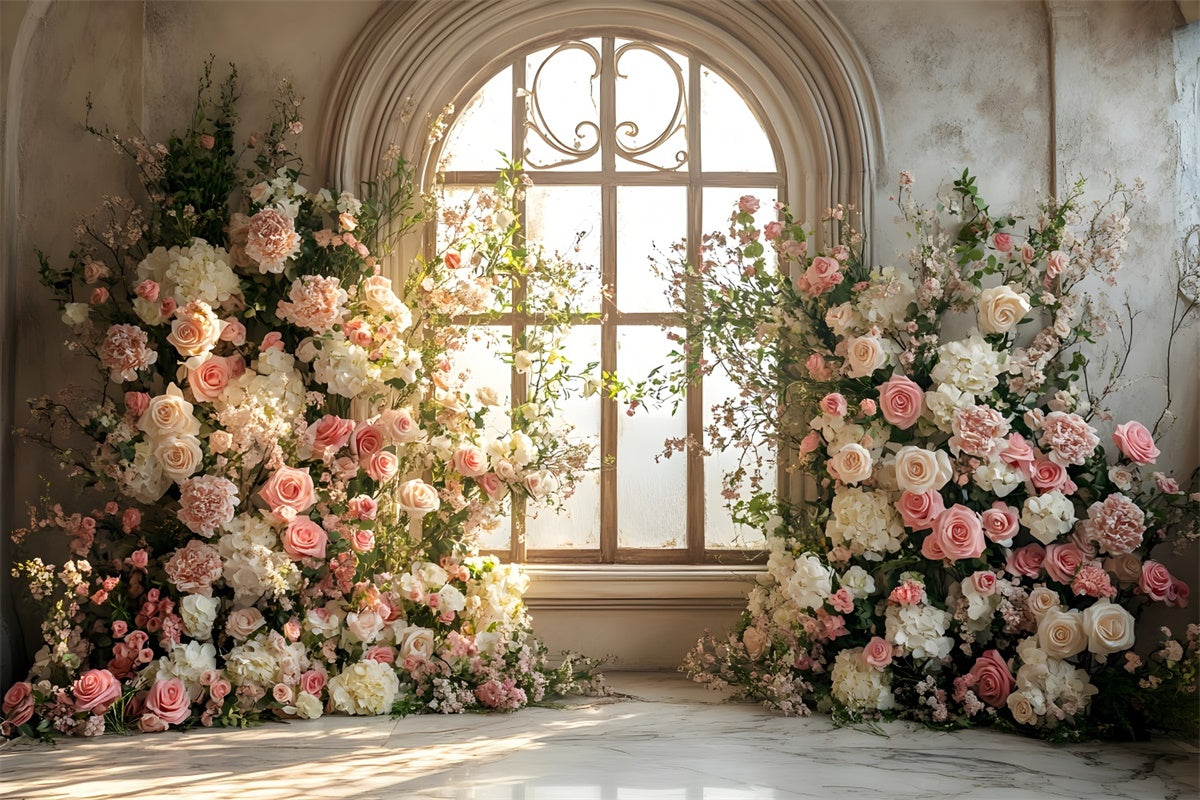 Spring Backdrop Ideas Pink Rose Beautiful Window Backdrop LXX2-36