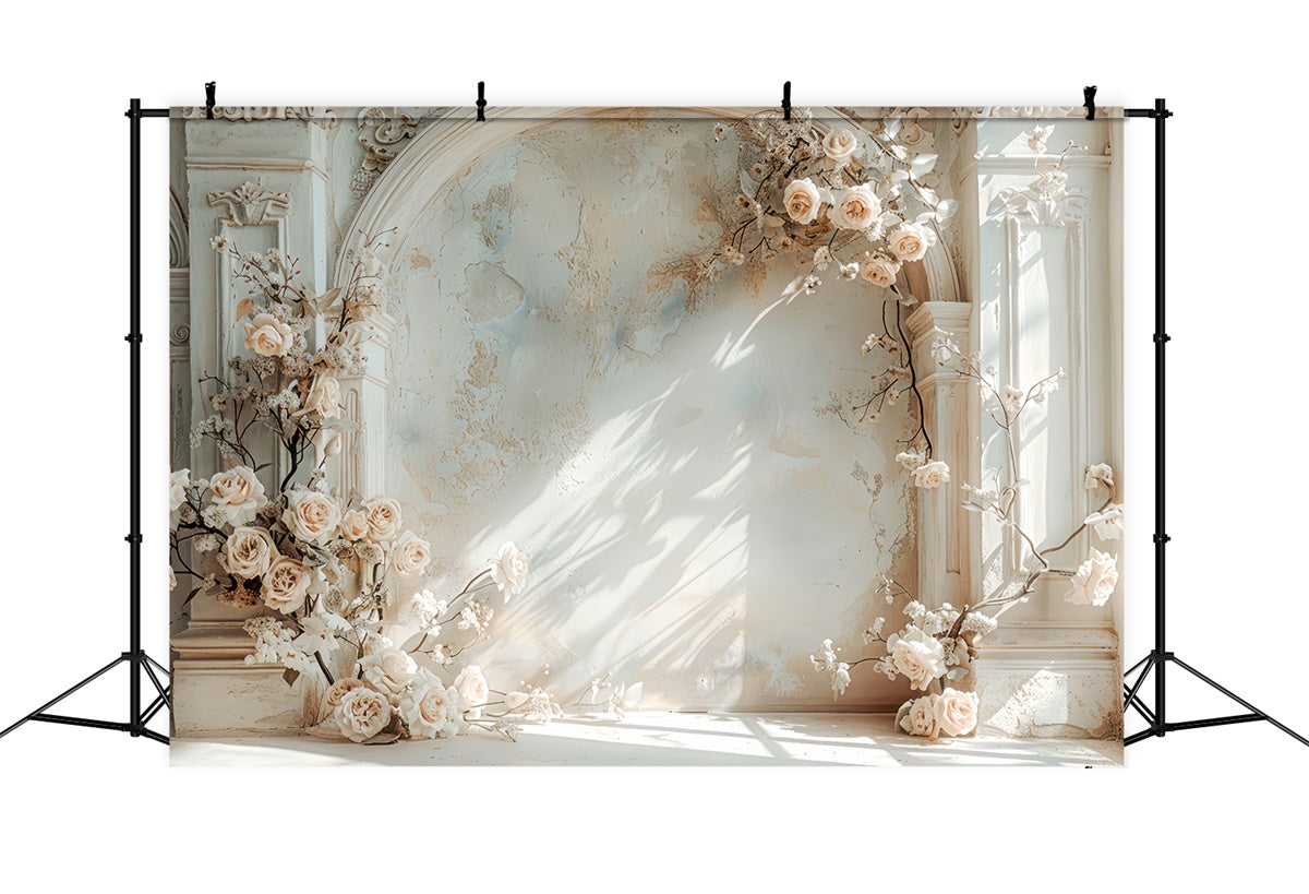 Spring Photography Backdrop Dreamy White Floral Arch Backdrop LXX2-37