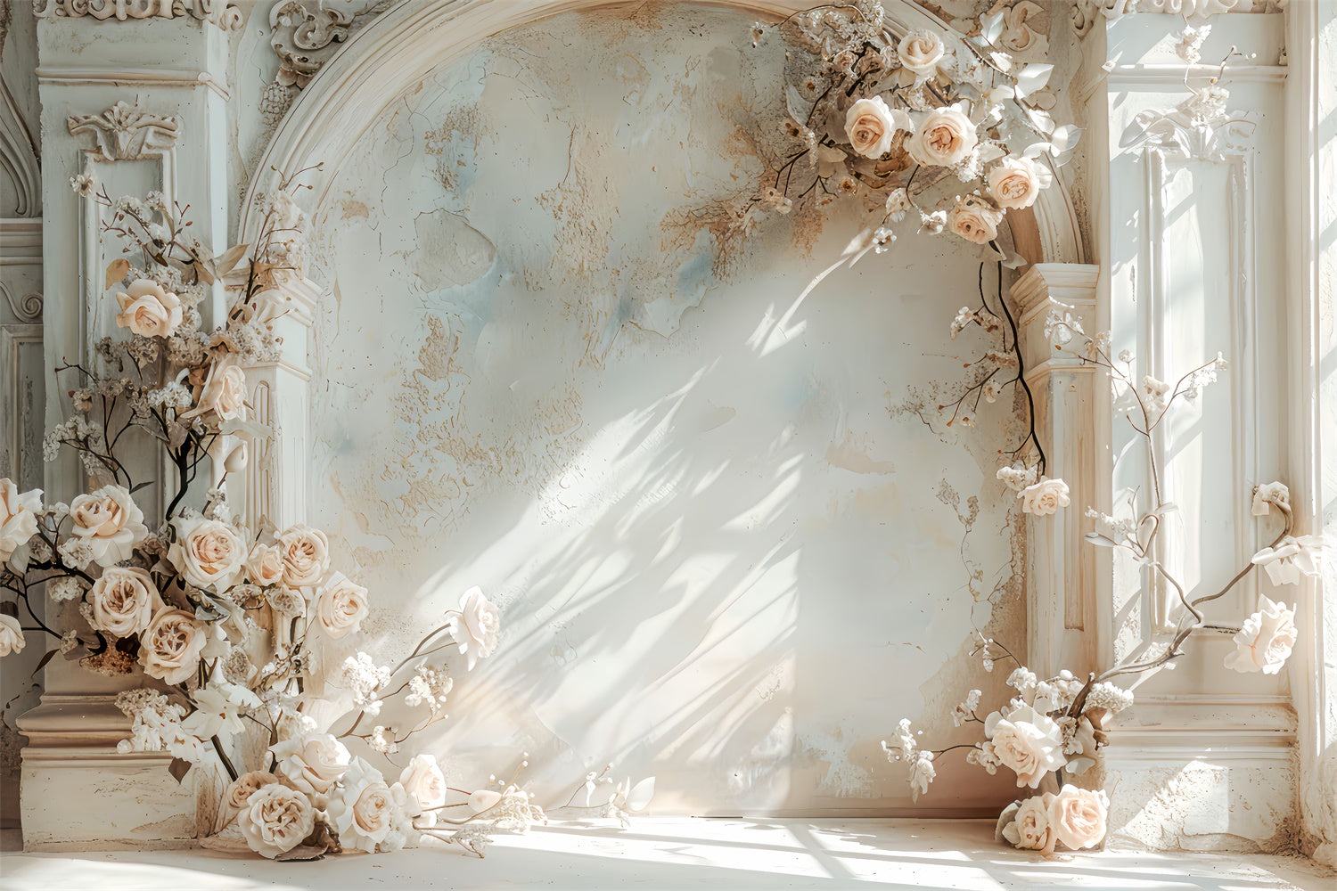 Spring Photography Backdrop Dreamy White Floral Arch Backdrop LXX2-37