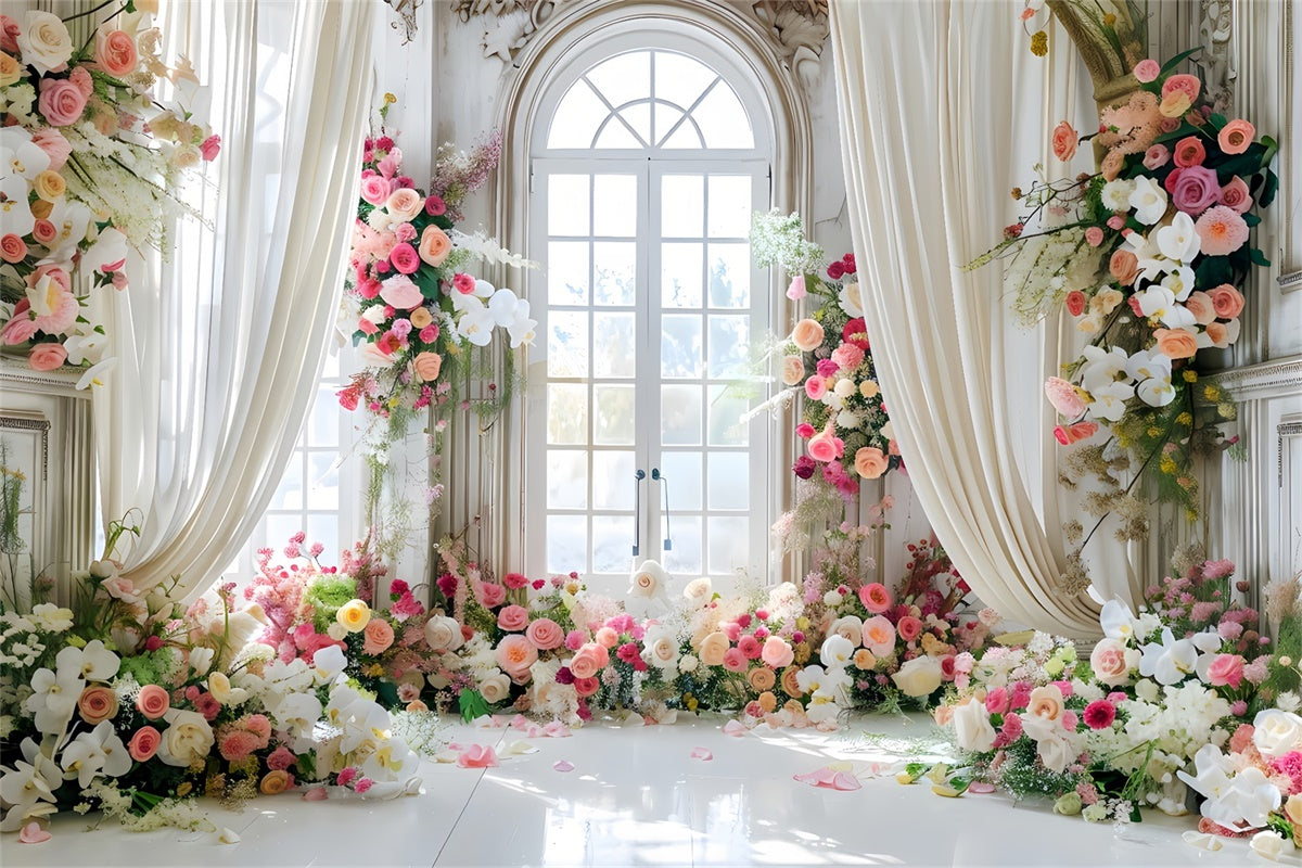 Backdrops For Spring Blooming Rose Elegant Window Backdrop LXX2-38