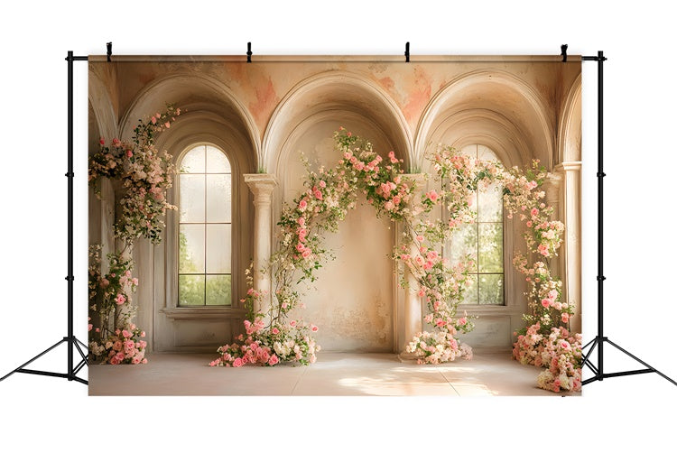 Spring Backdrops Floral Archway Elegant Window Backdrop LXX2-41