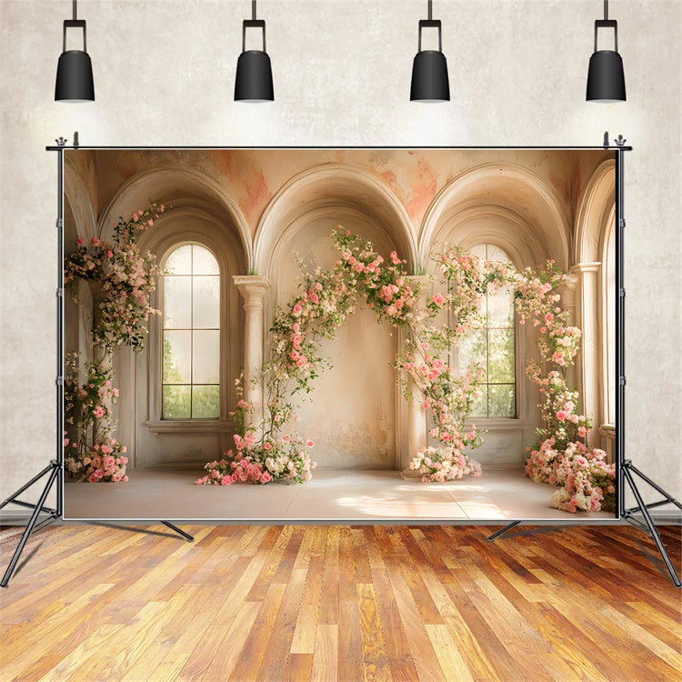 Spring Backdrops Floral Archway Elegant Window Backdrop LXX2-41