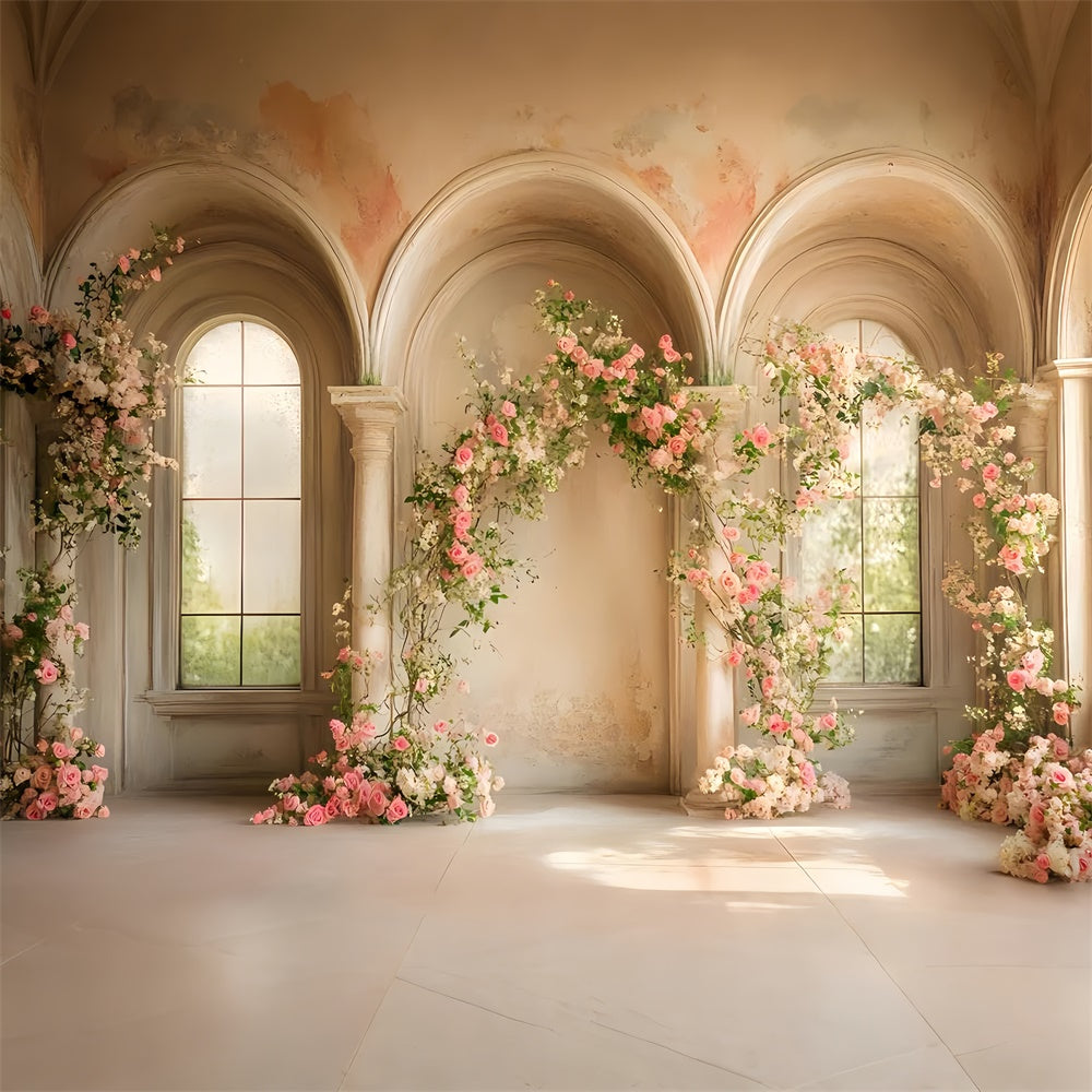 Spring Backdrops Floral Archway Elegant Window Backdrop LXX2-41