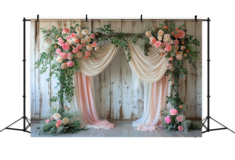 Spring Floral Backdrop Rustic Floral Draped Archway Backdrop LXX2-43