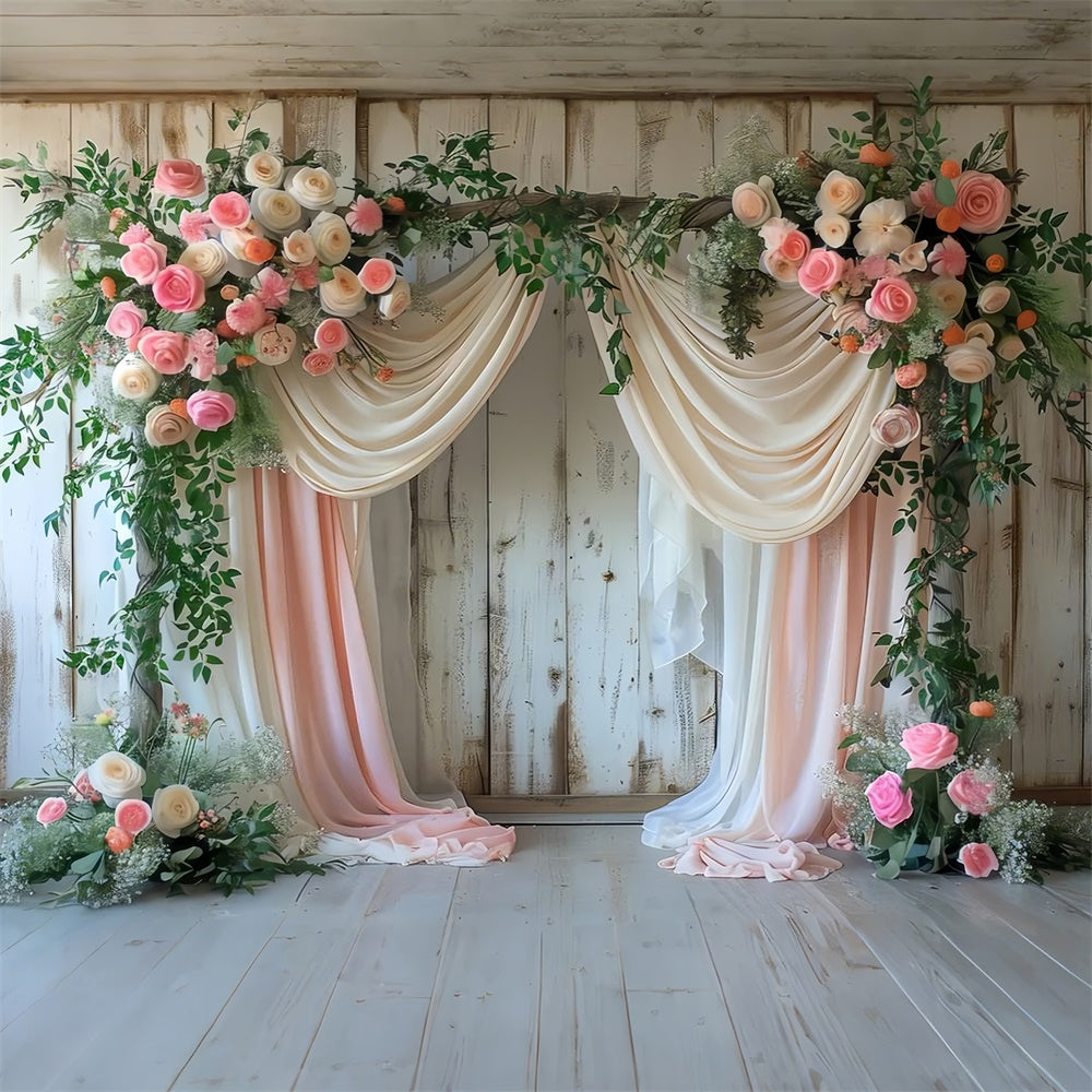 Spring Floral Backdrop Rustic Floral Draped Archway Backdrop LXX2-43