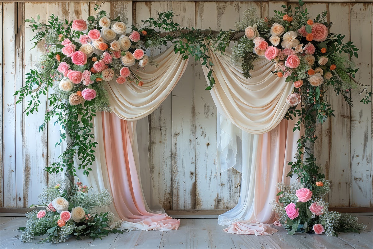 Spring Floral Backdrop Rustic Floral Draped Archway Backdrop LXX2-43