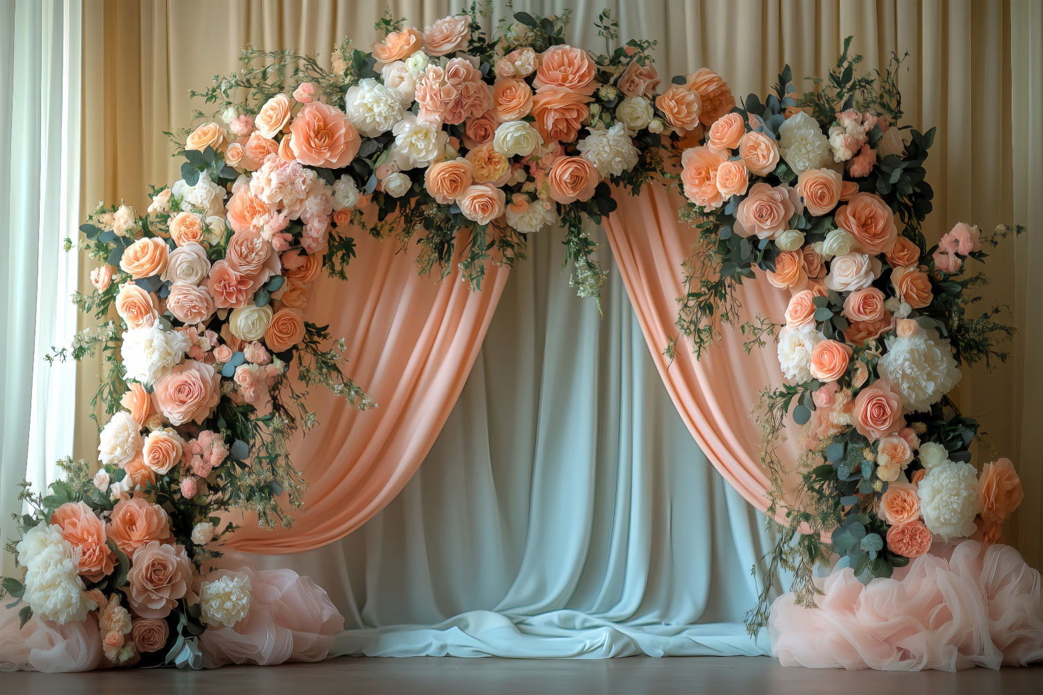 Spring Backdrops Dreamy Floral Arrangement Arch Backdrop LXX2-44