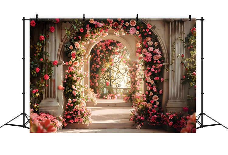 Spring Photo Backdrop Romantic Garden Pathway Rose Backdrop LXX2-45