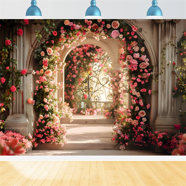 Spring Photo Backdrop Romantic Garden Pathway Rose Backdrop LXX2-45