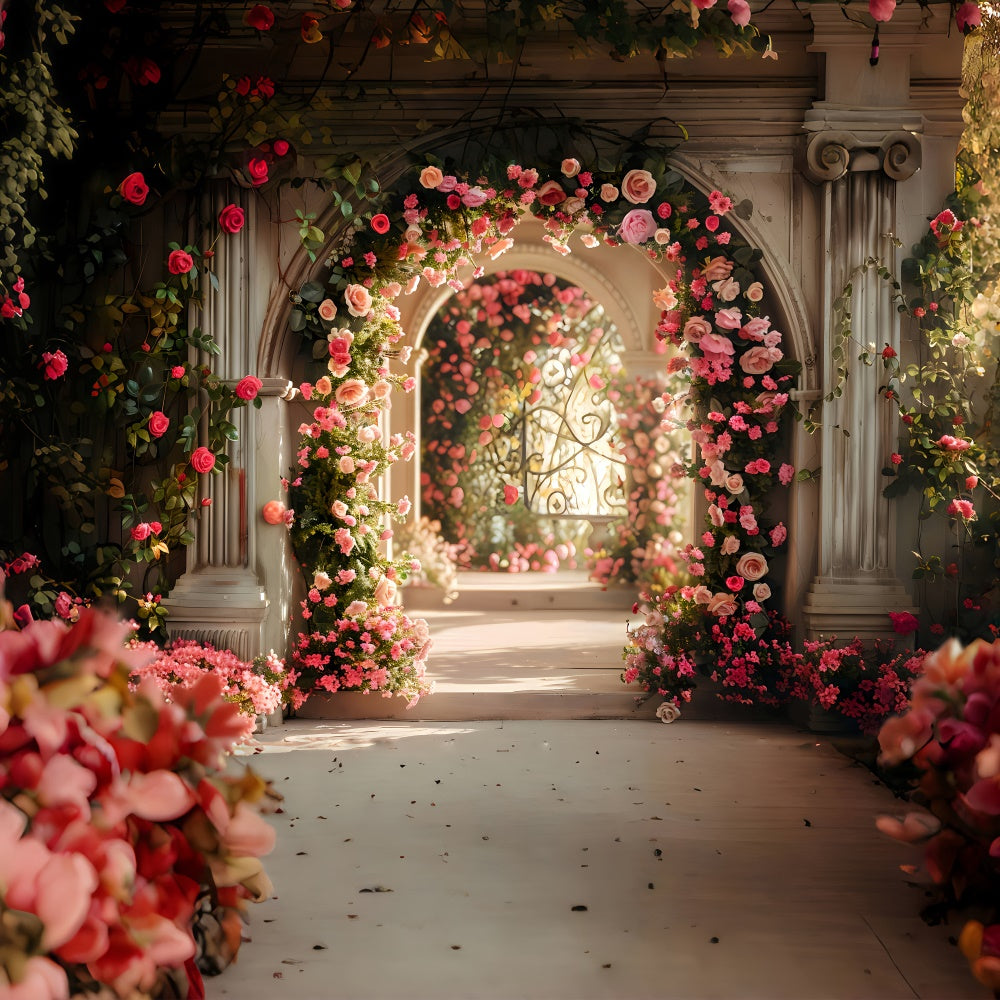 Spring Photo Backdrop Romantic Garden Pathway Rose Backdrop LXX2-45