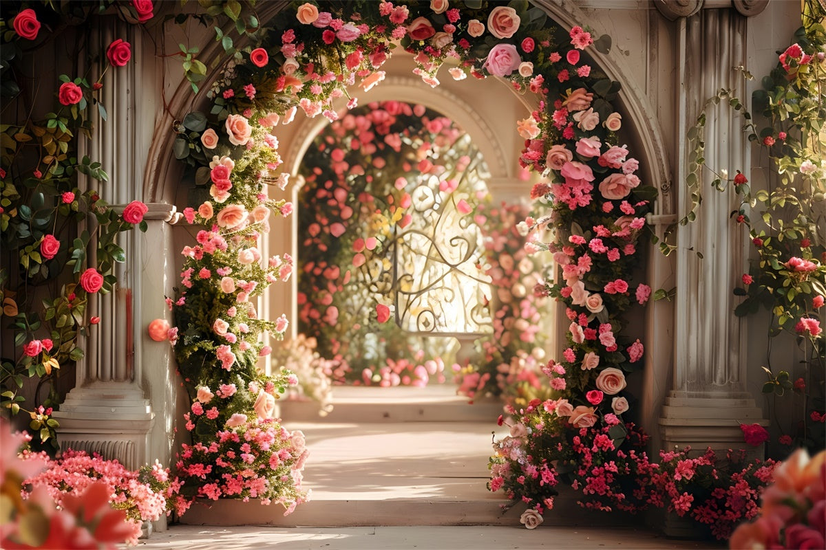 Spring Photo Backdrop Romantic Garden Pathway Rose Backdrop LXX2-45