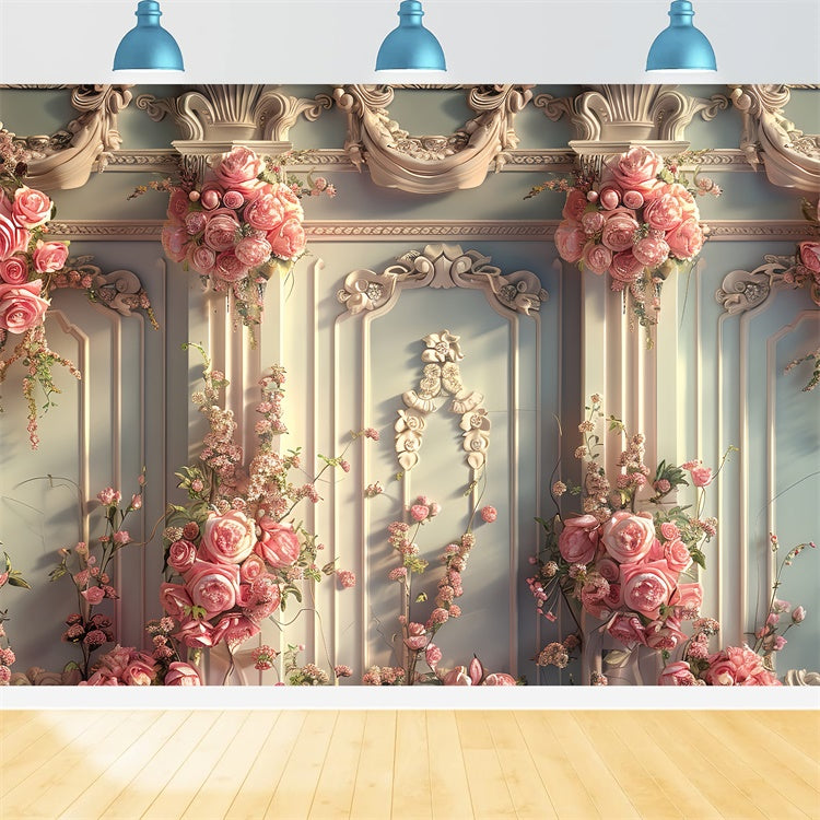 Backdrops For Spring Luxurious Vintage Rose Wall Backdrop LXX2-47