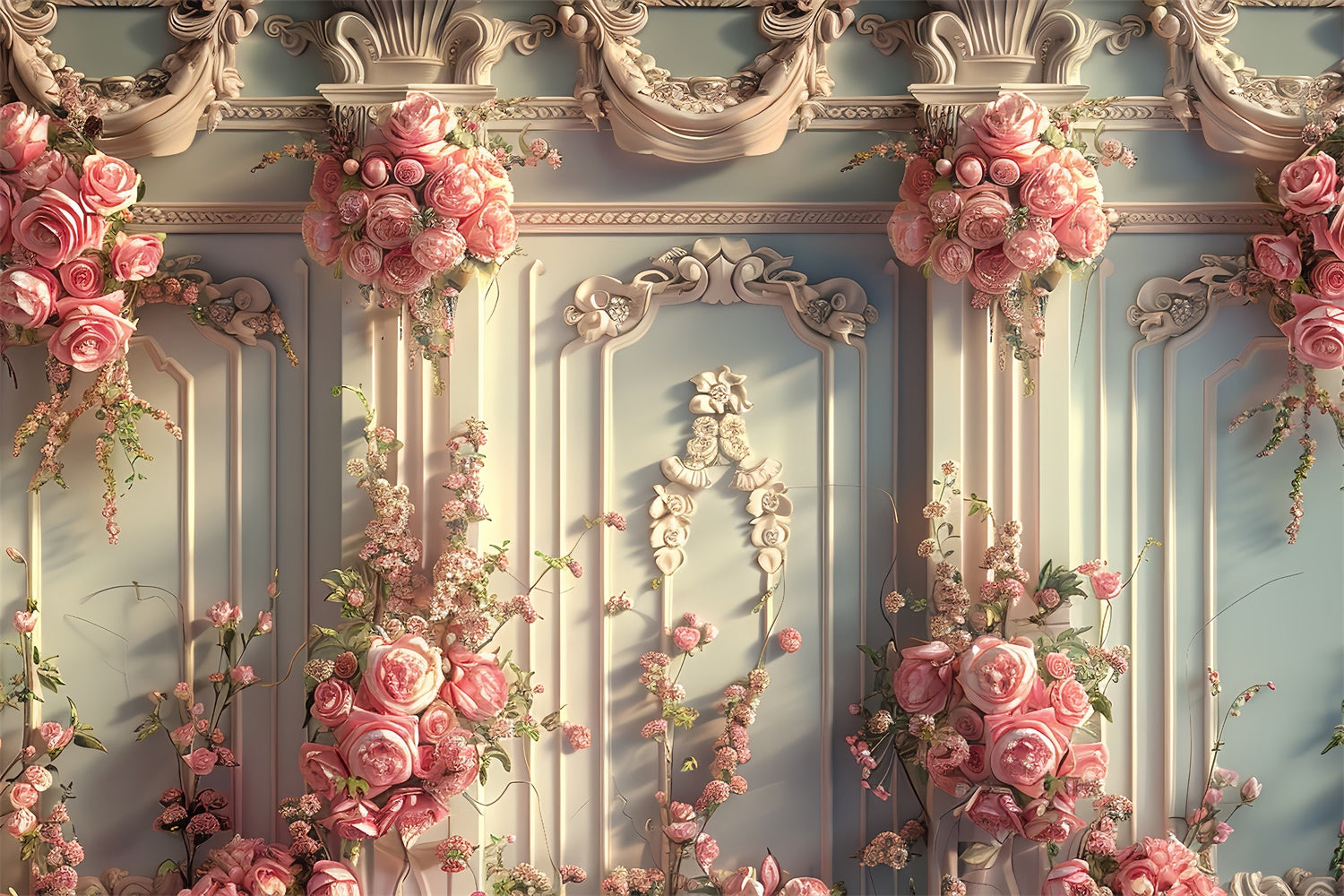 Backdrops For Spring Luxurious Vintage Rose Wall Backdrop LXX2-47