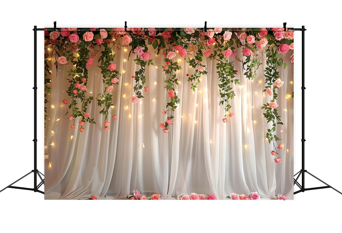 Spring Floral Backdrop Warm Glow Hanging Rose Backdrop LXX2-49