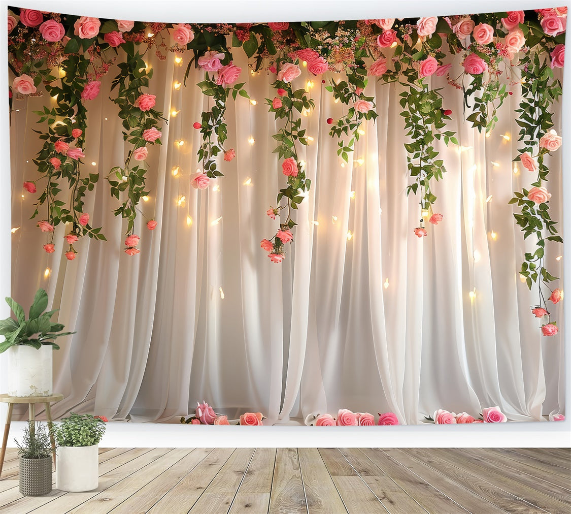 Spring Floral Backdrop Warm Glow Hanging Rose Backdrop LXX2-49