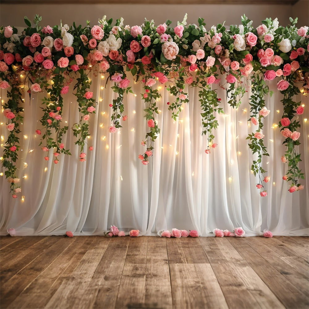 Spring Floral Backdrop Warm Glow Hanging Rose Backdrop LXX2-49