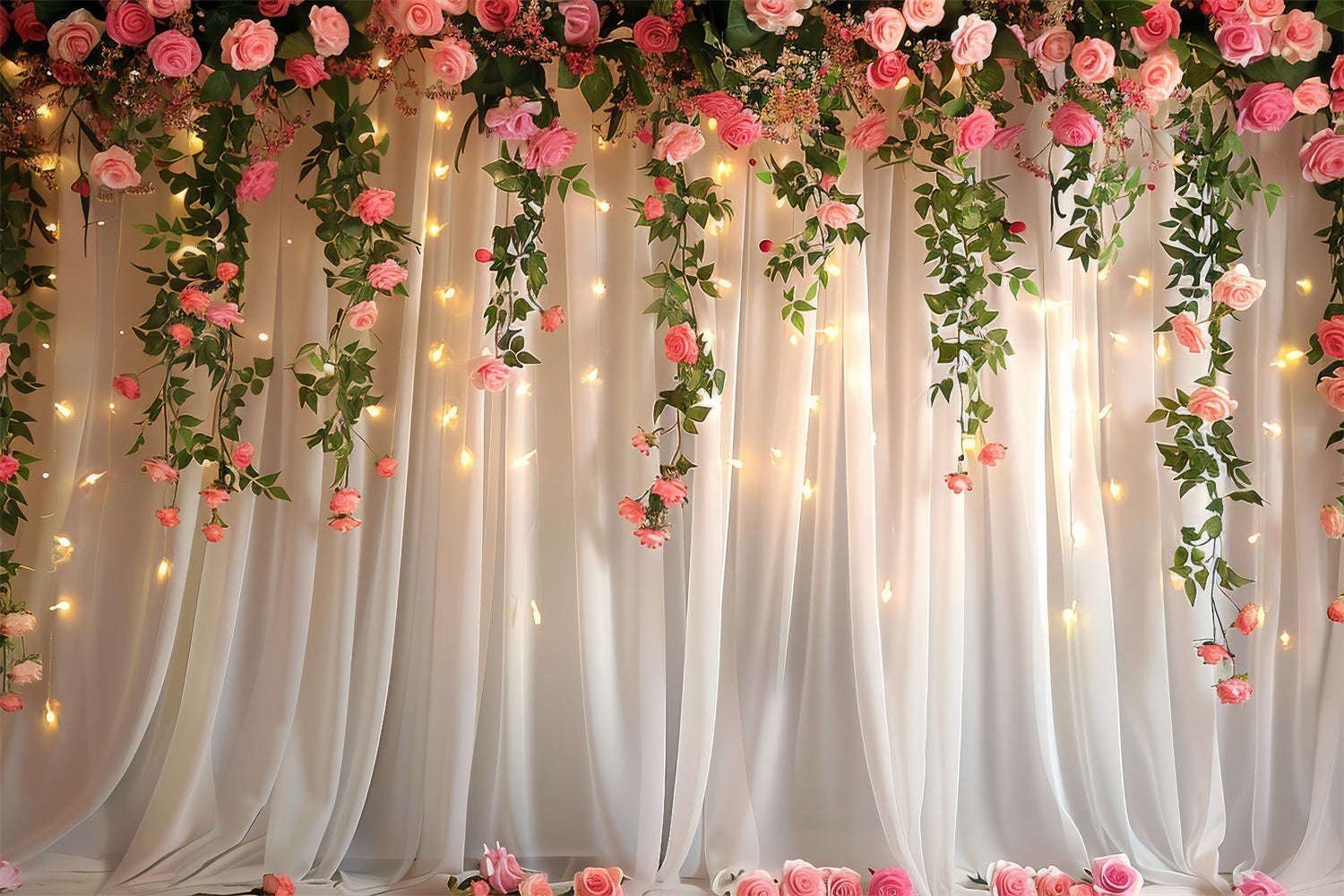 Spring Floral Backdrop Warm Glow Hanging Rose Backdrop LXX2-49