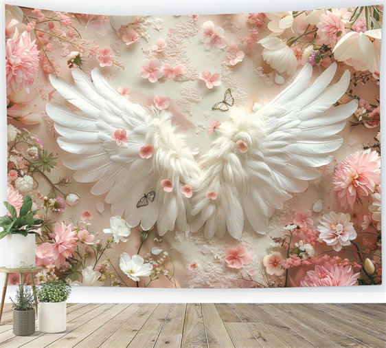 Spring Photo Backdrop Angelic Wings Soft Petals Backdrop LXX2-51